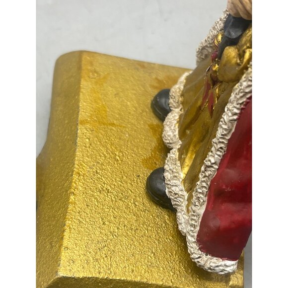 Christmas Santa Close stocking hanger tree lamp horn gold green wreath 5" READ - Picture 2 of 6